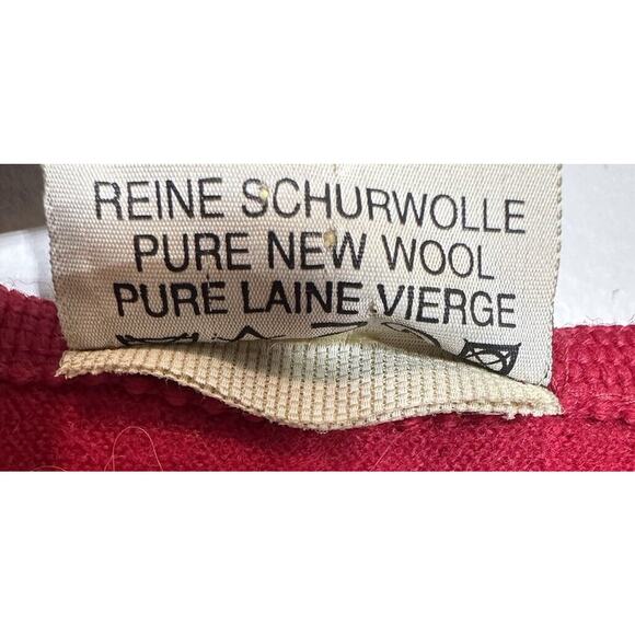 Vintage Stapf Pure New Wool Red Cardigan Sweater Pockets Embroidery Size EU 42 - Picture 4 of 8